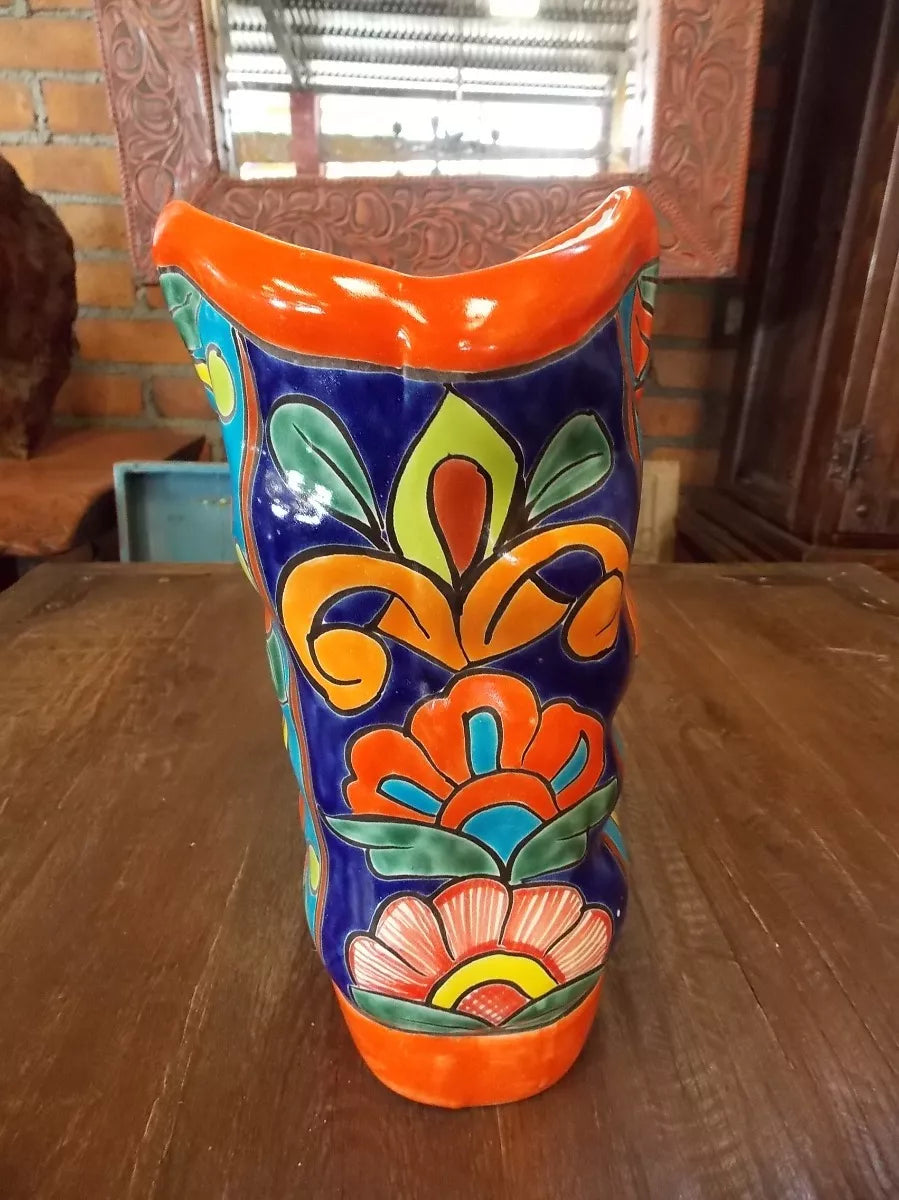 Fine Talavera Boot Handcrafted Pot.