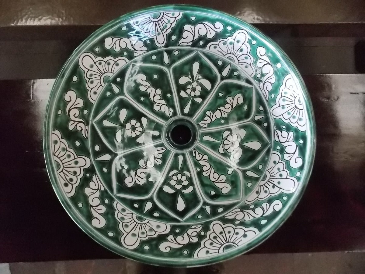 Round Countertop Talavera Sink Antique Style 02v1