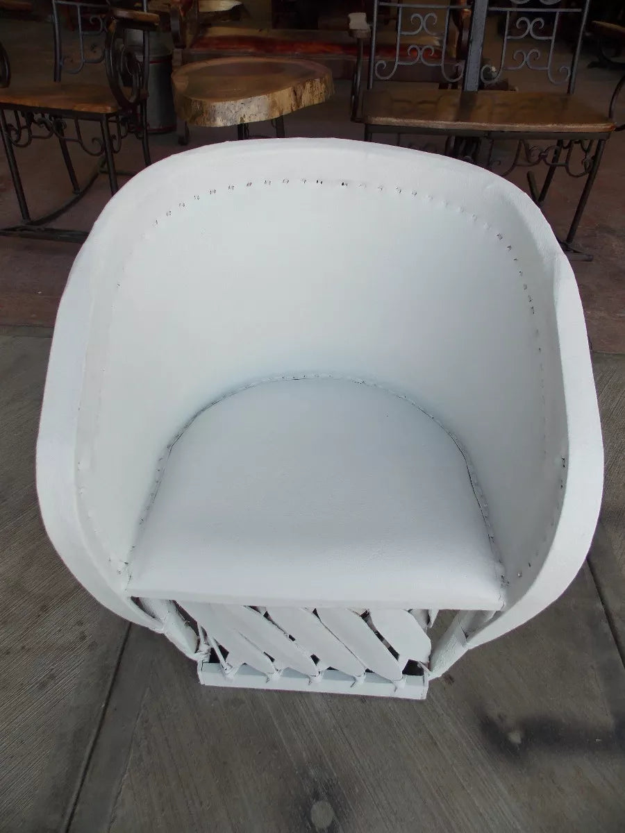 Equipal Artesanal Estilo Antiguo Tradicional Madera Y Piel