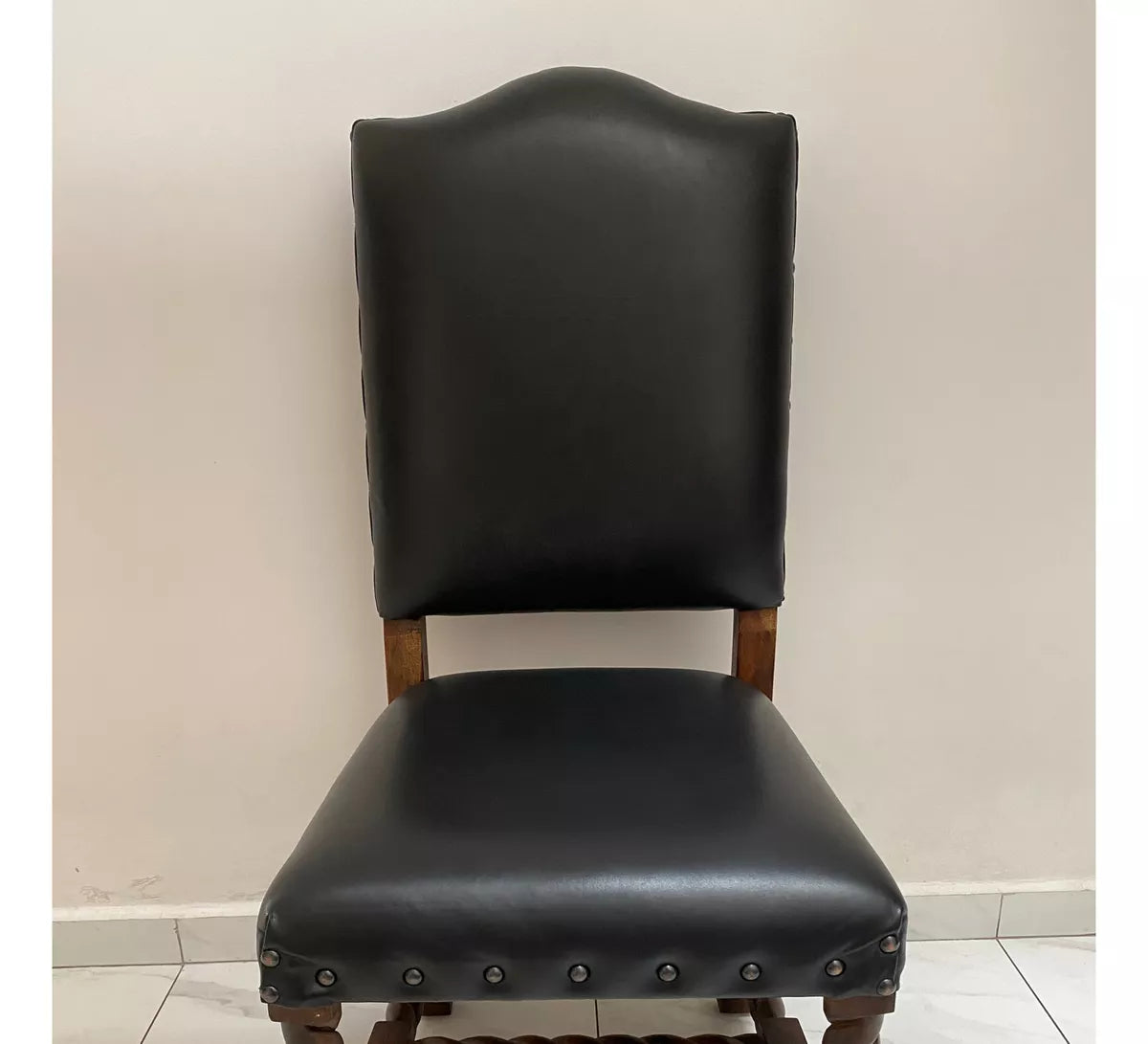 Mesquite Wood and Leather Dining Chair, Antique Torzal Style