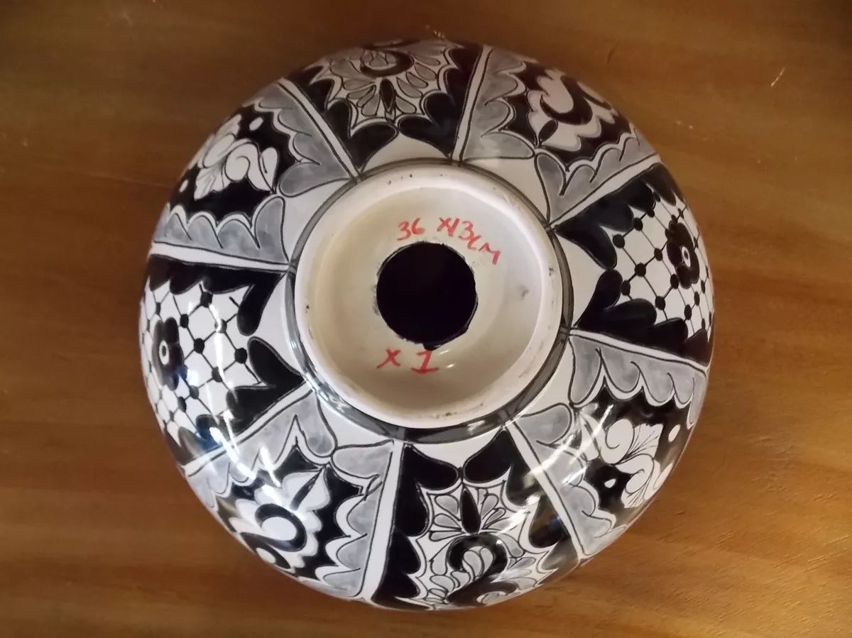 Talavera Round Countertop Sink with Antique Style Glass