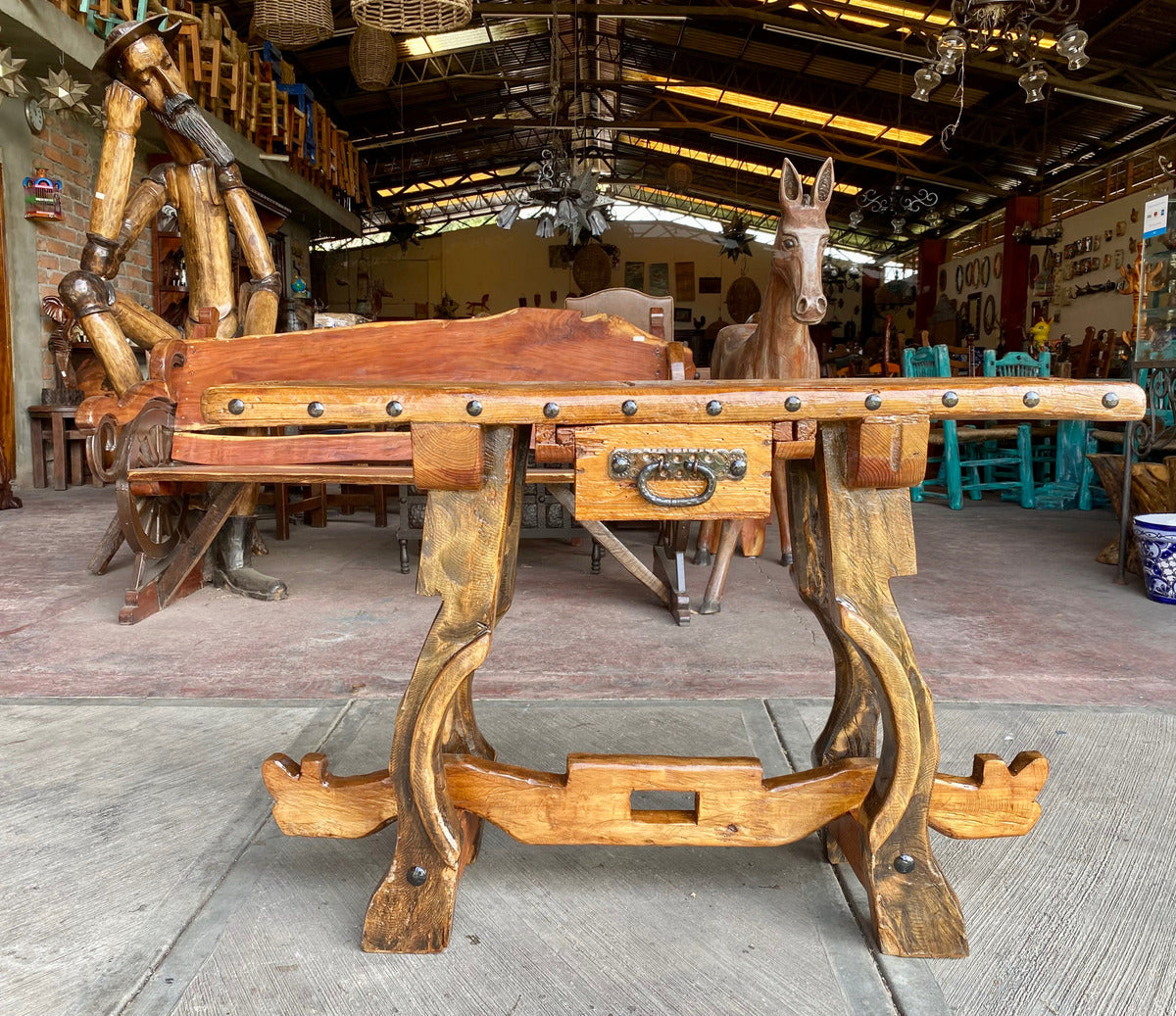 Original Antique Door Credenza and Yoke Legs