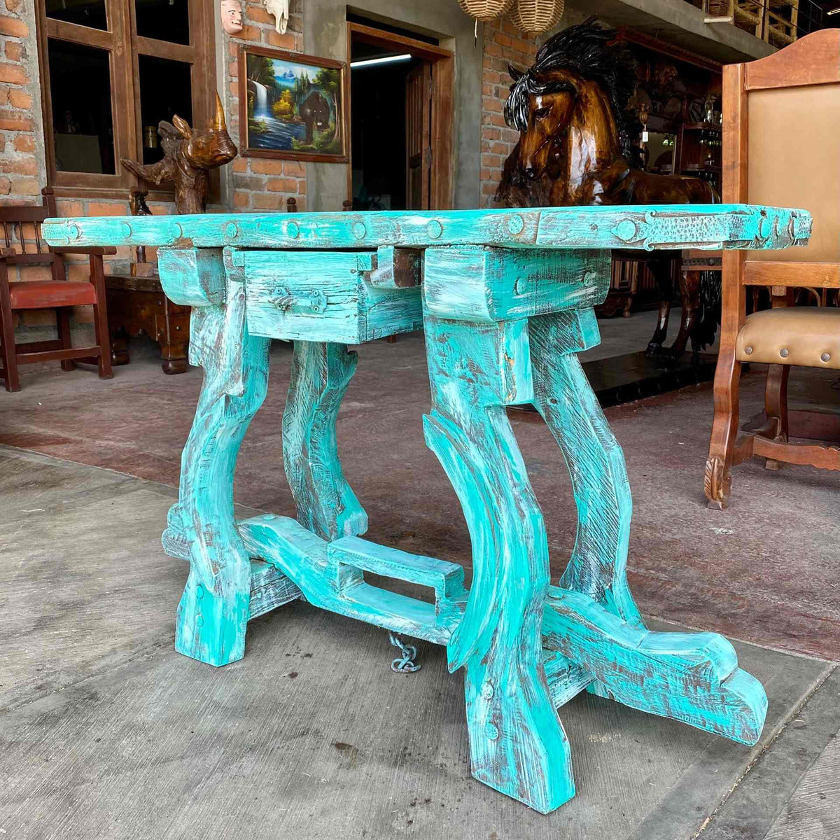 Stripped Credenza Antique Door and Yoke Legs