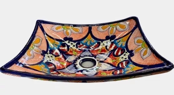 Rectangular Talavera Fine Antique Style Countertop Sink