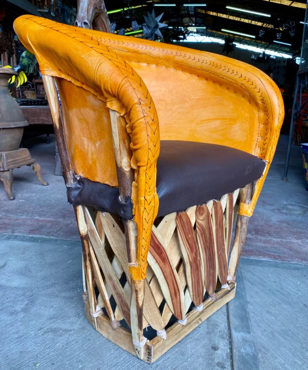 Equipal Dining Room 6 Chairs Aztec Pyrography Antique Style.