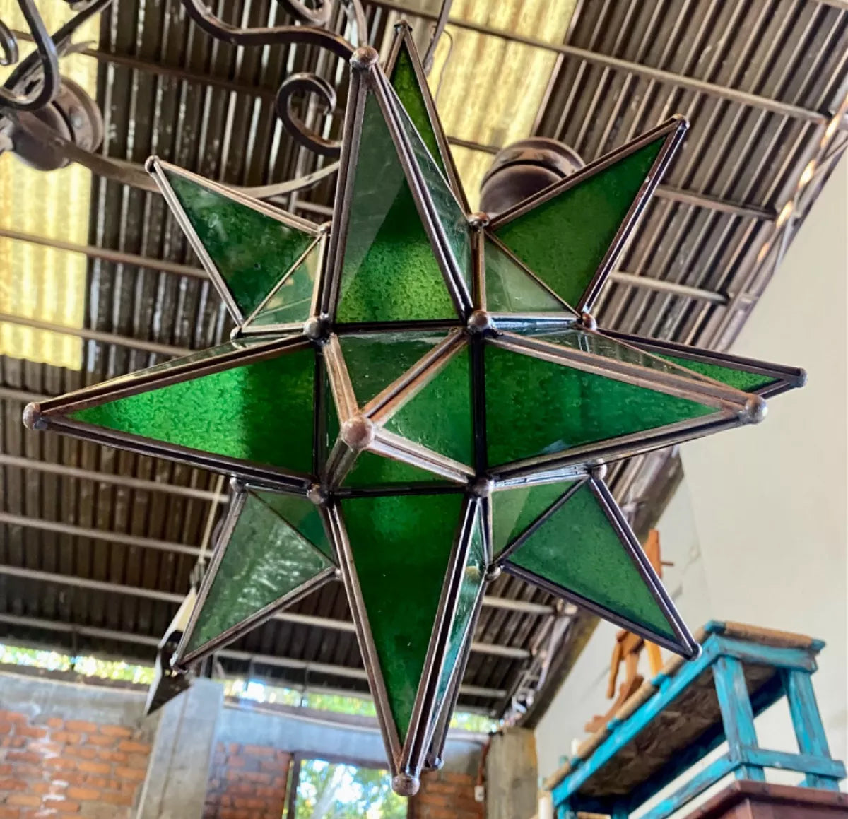 Estrella Lampara De Techo Metal Y Cristales Estilo Antiguo (Reacondicionado)