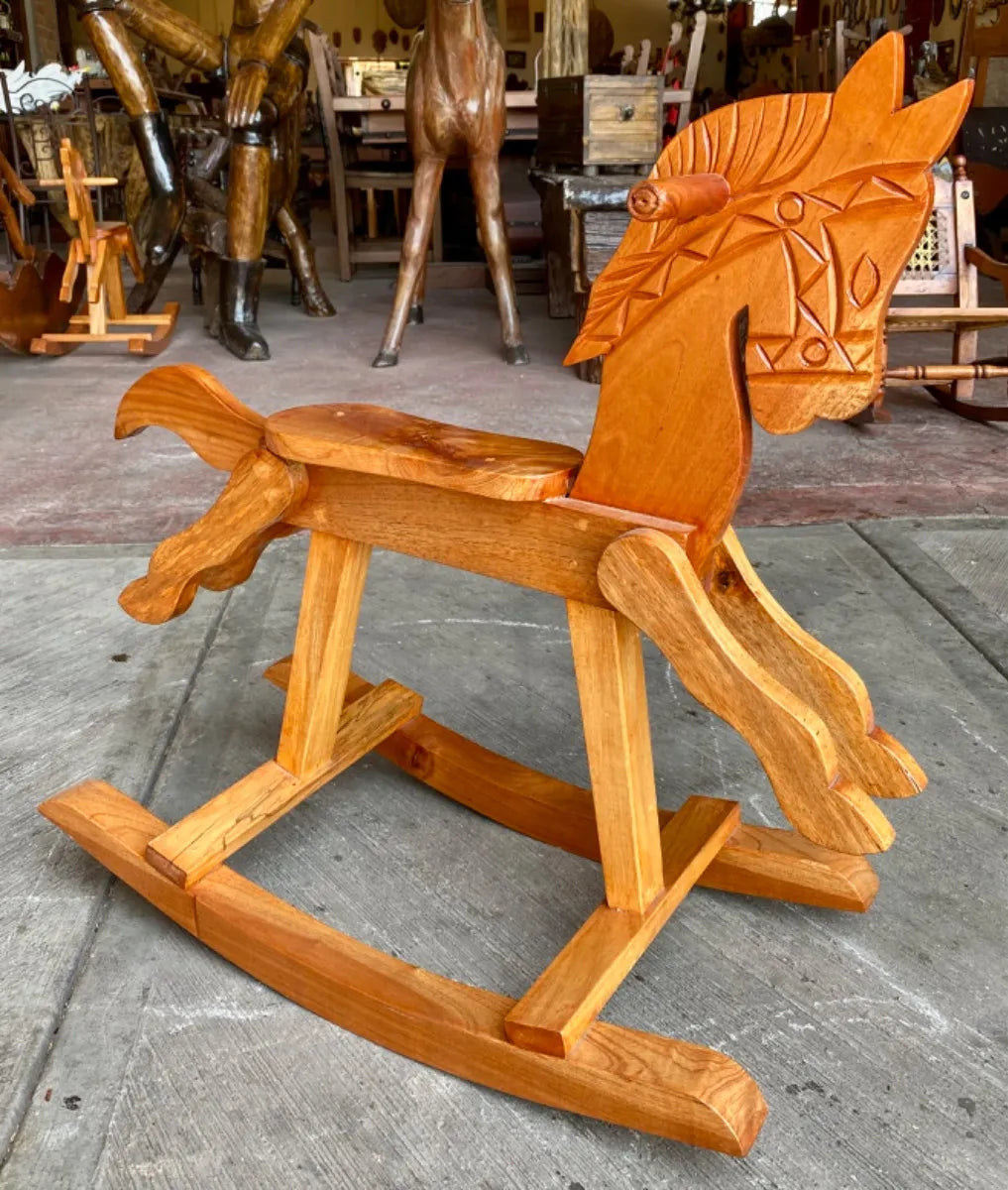 Bello Juguete Montable Caballo Balancín Estilo Antiguo Cedro