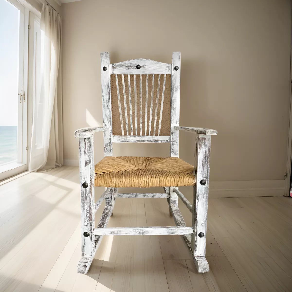 White Sustainable Vintage Style Rocking Chair