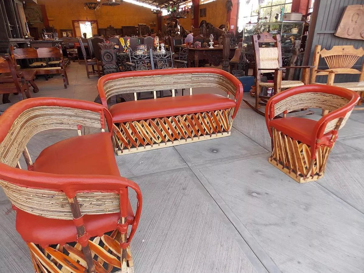 Antique Style Wood and Leather Equipal Handcrafted Room.