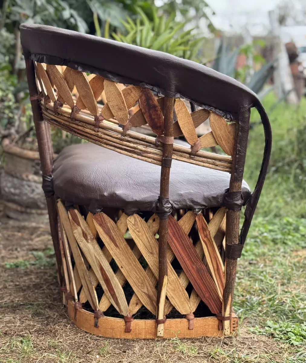 Antique Equipal Style 2 Person Love Seat Stakes.