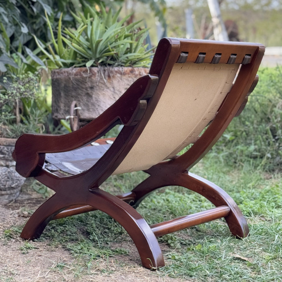 Sillon Silla Miguelito Piel Y Madera Parota Estilo Antiguo