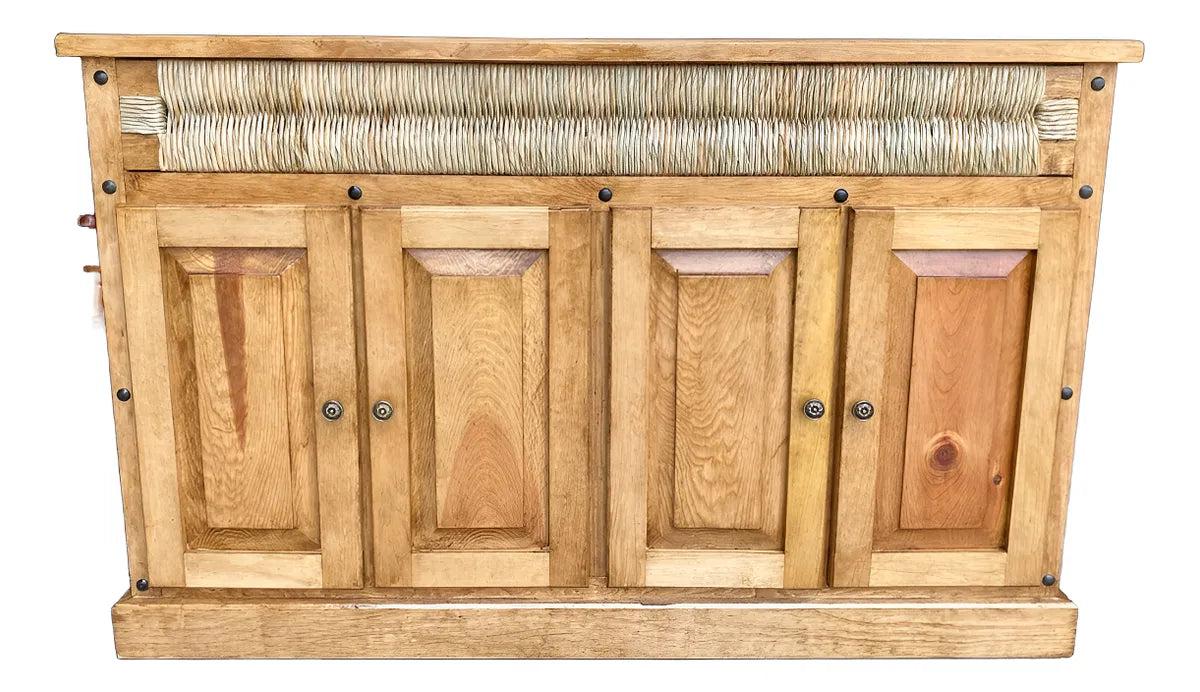 Handcrafted Buffet Made of Sustainable Wood and Tulle. Antique Style