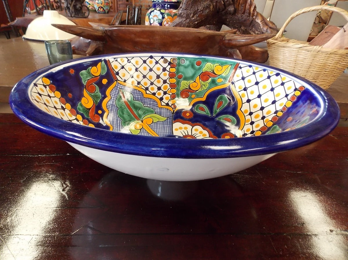 Fine Talavera Handcrafted Oval Sink. Antique Style