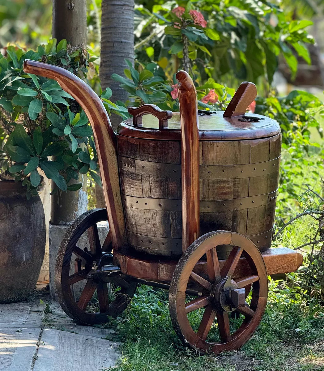 Exclusive Antique Style Oak and Mesquite Barrel Cooler.