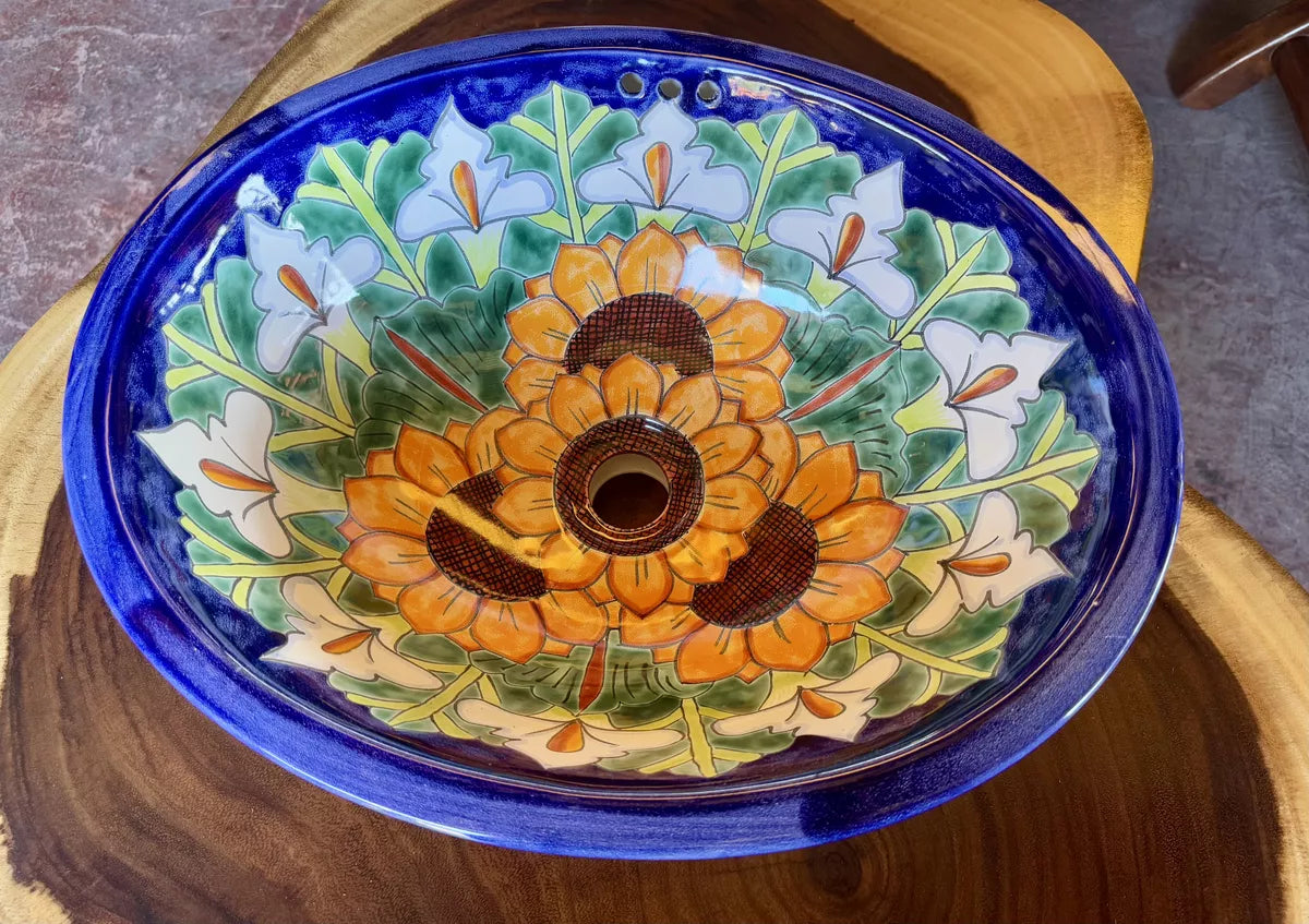Oval Sink, Fine Talavera, Antique Style. Mgiras