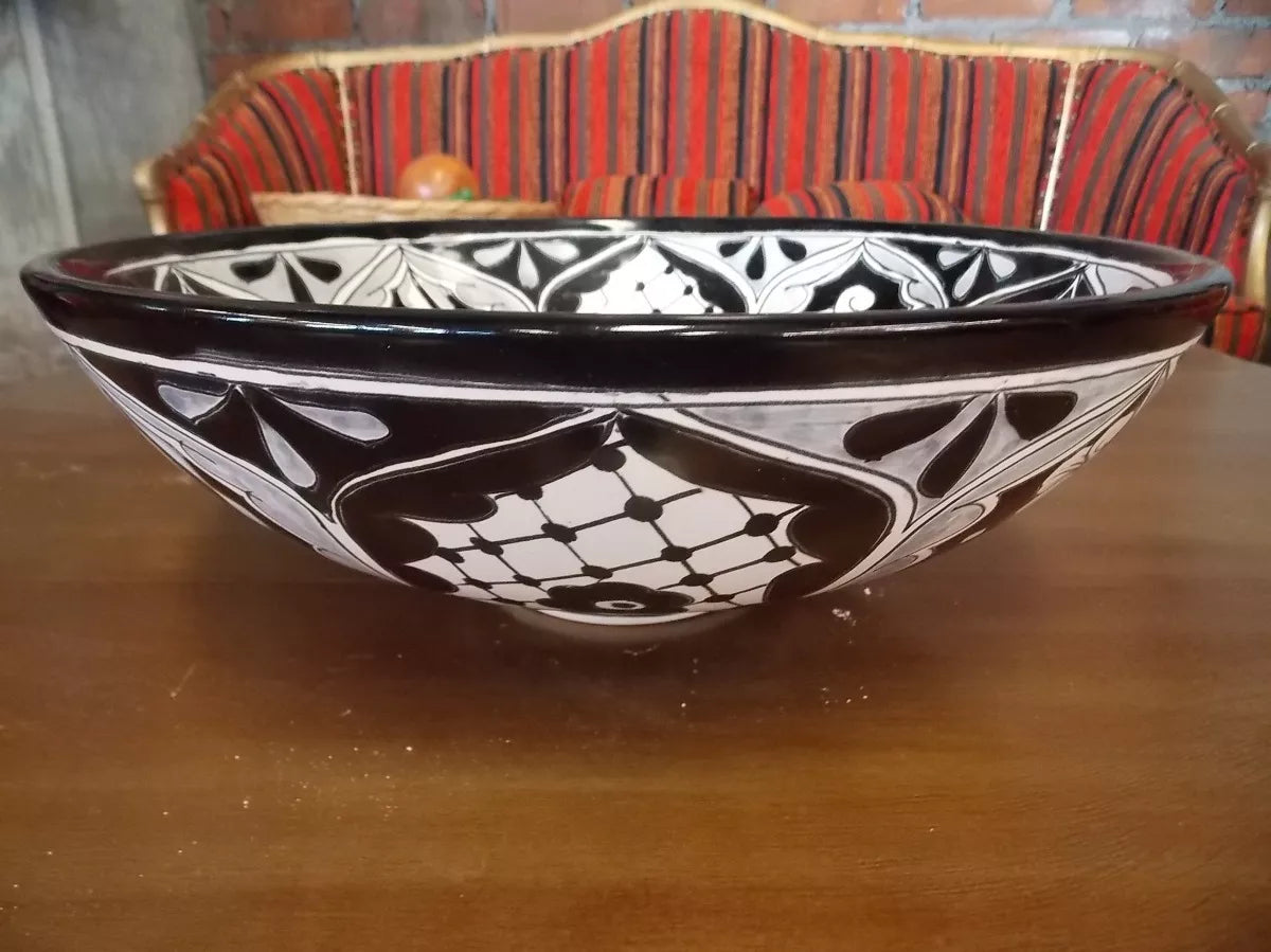 Talavera Round Countertop Sink with Antique Style Glass