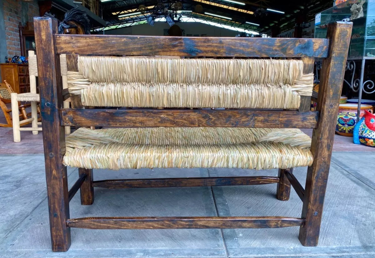 Sustainable, handcrafted bench for two people. Antique style.