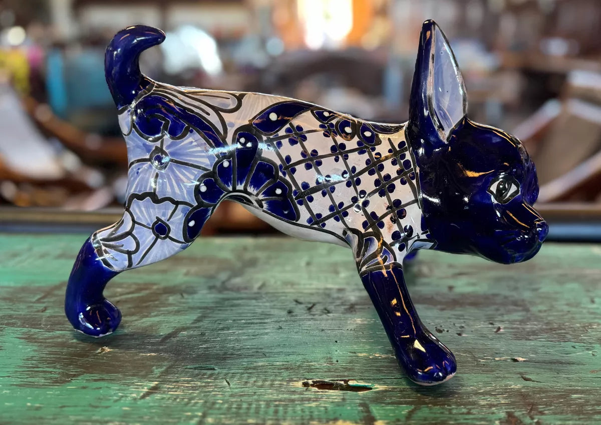 Beautiful Chihuahua Dog Figure in Fine Talavera Antique Style