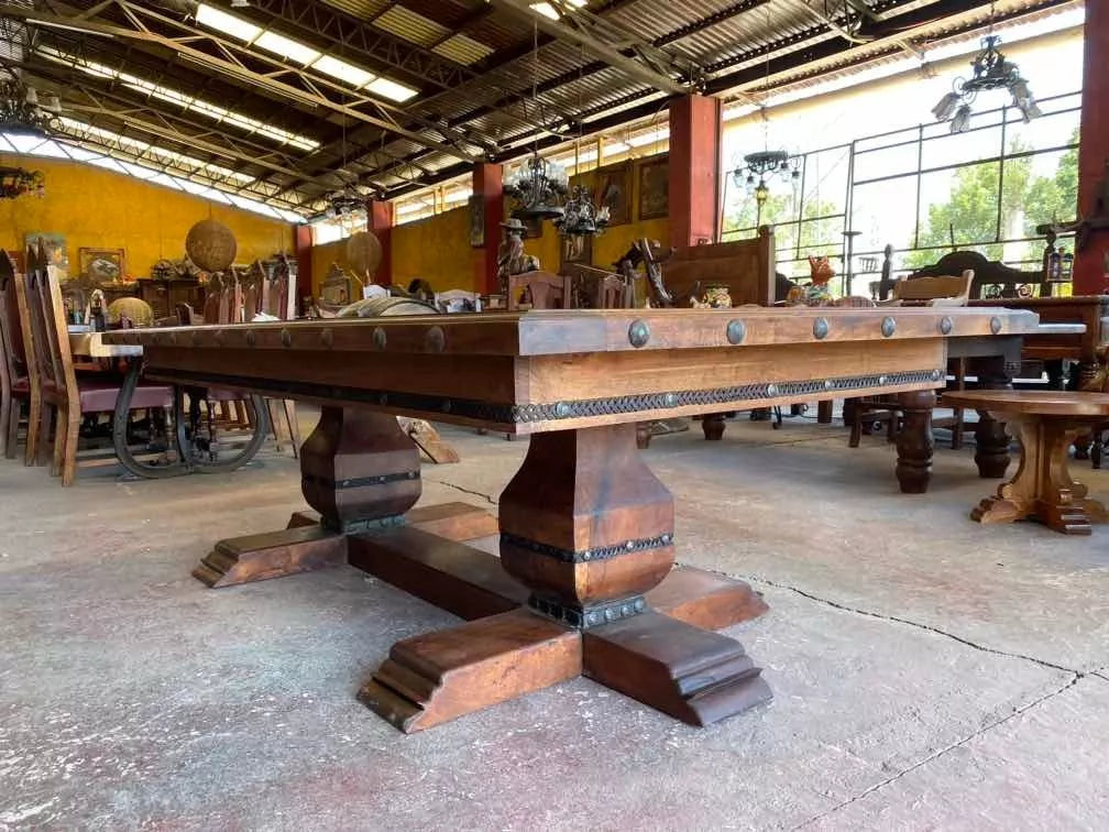 Mesa Comedor para 8 Personas Madera Mezquite Estilo Antiguo