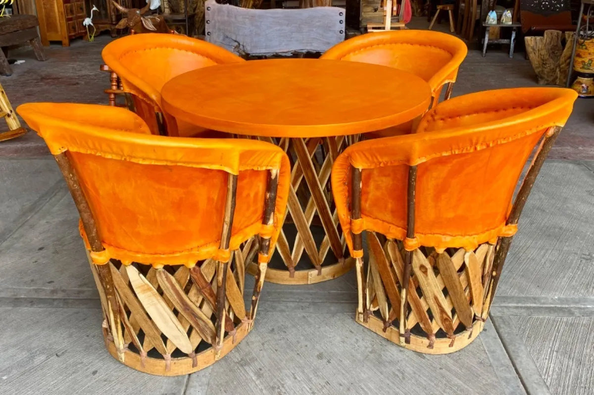 Comedor Artesanal Equipal Terminado Original Estilo Antiguo.