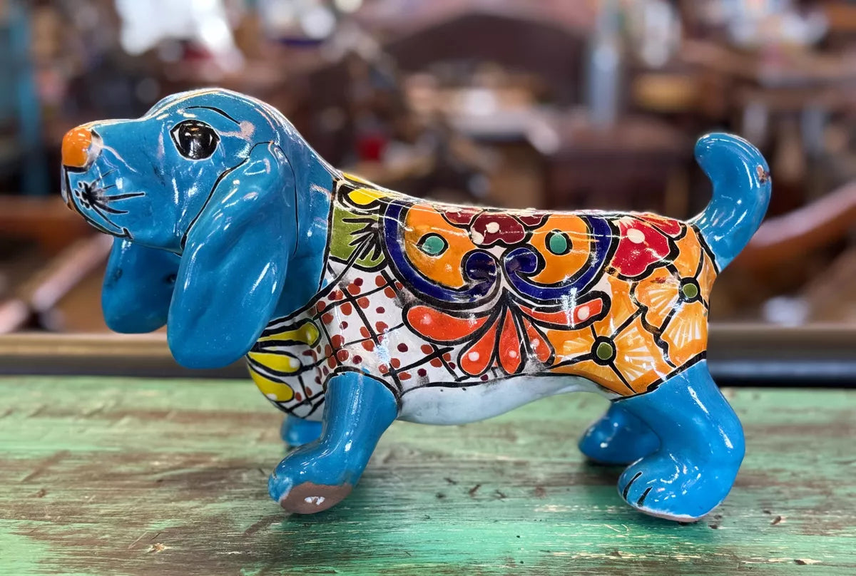 Dachshund Sculpture Figure in Fine Talavera