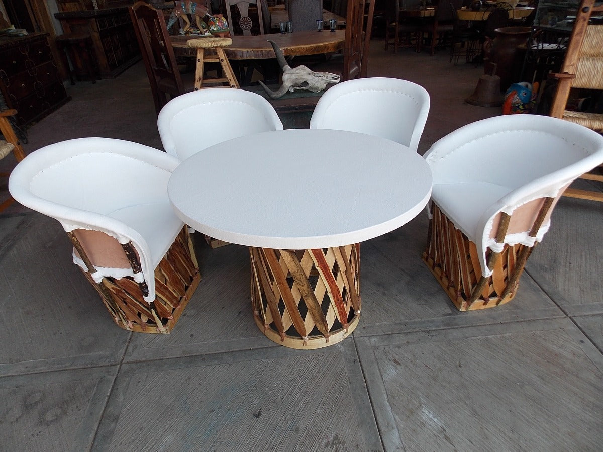 Comedor Equipales Blancos Estilo Antiguo. Gran Calidad