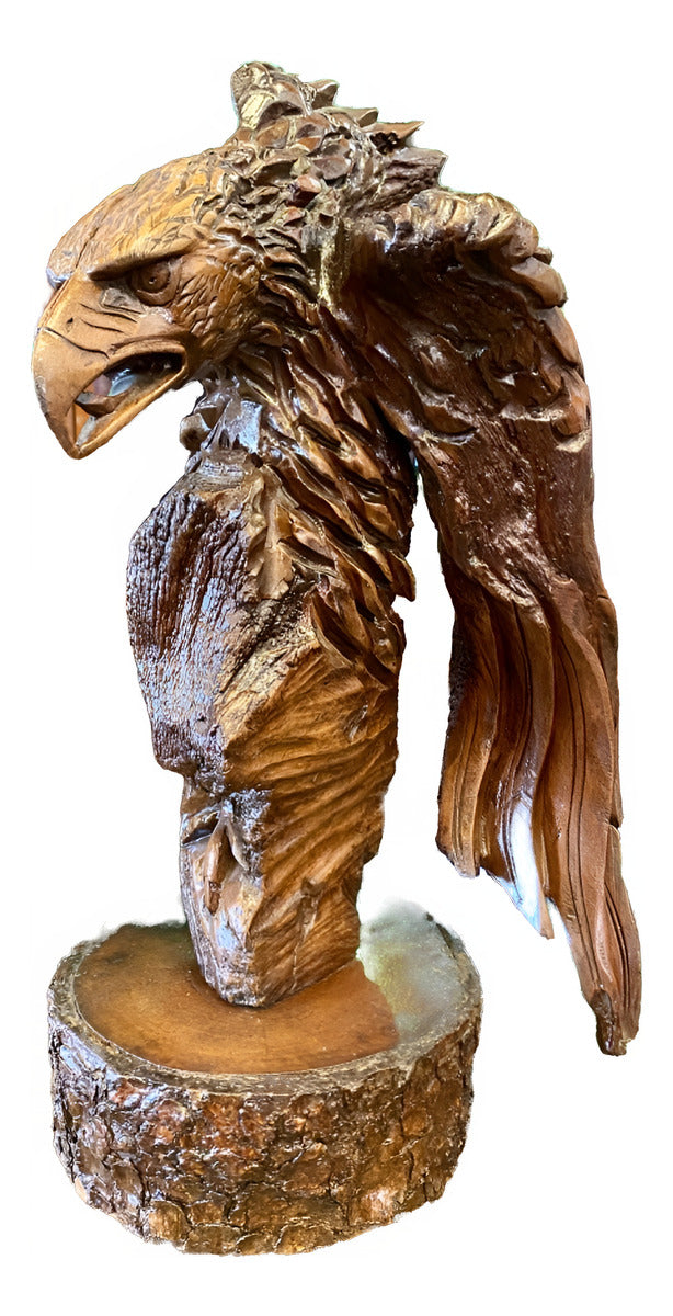Original Escultura Águila Labrada Madera Raíz Estilo Antiguo