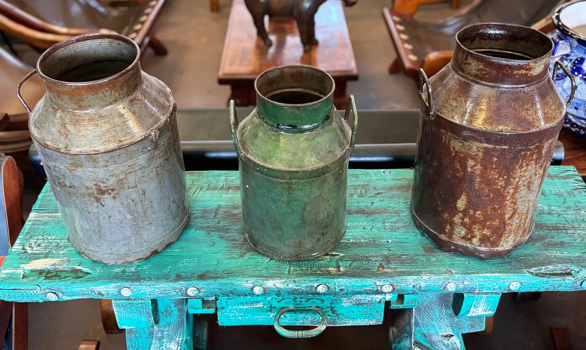 Antique and Original Milk Cans. 3 Pieces