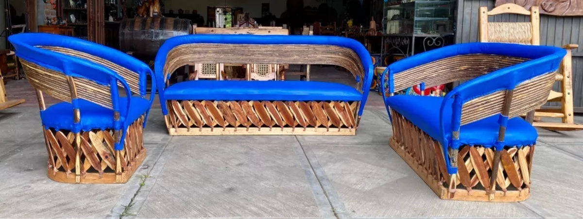 Spacious Antique Equipal Style Living Room. Wood and Leather. The Best