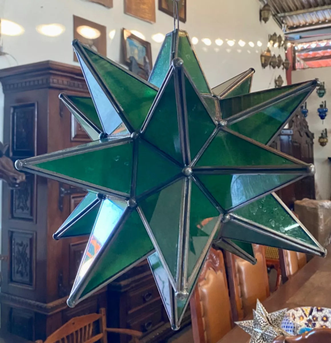 Estrella Lampara De Techo Metal Y Cristales Estilo Antiguo (Reacondicionado)