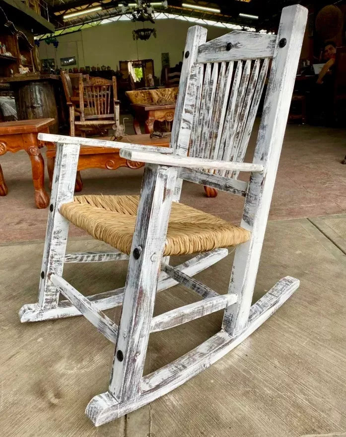White Sustainable Vintage Style Rocking Chair