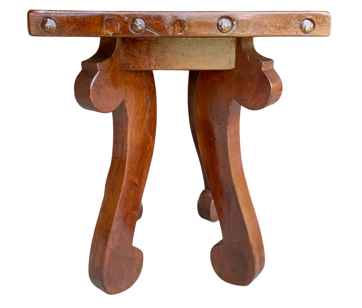 Antigua Y Original Mesa Lateral En Madera De Mezquite. Marrón Claro