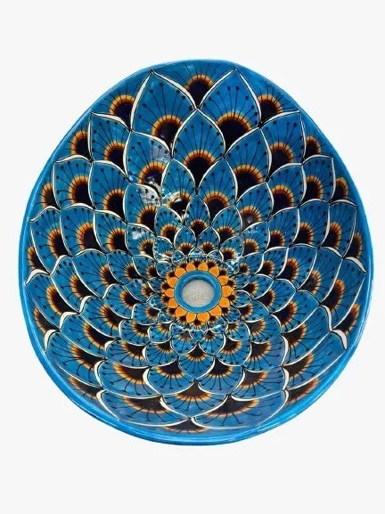 Lavabo De Sobreponer Talavera Estilo Caparazón Antiguo Pavo