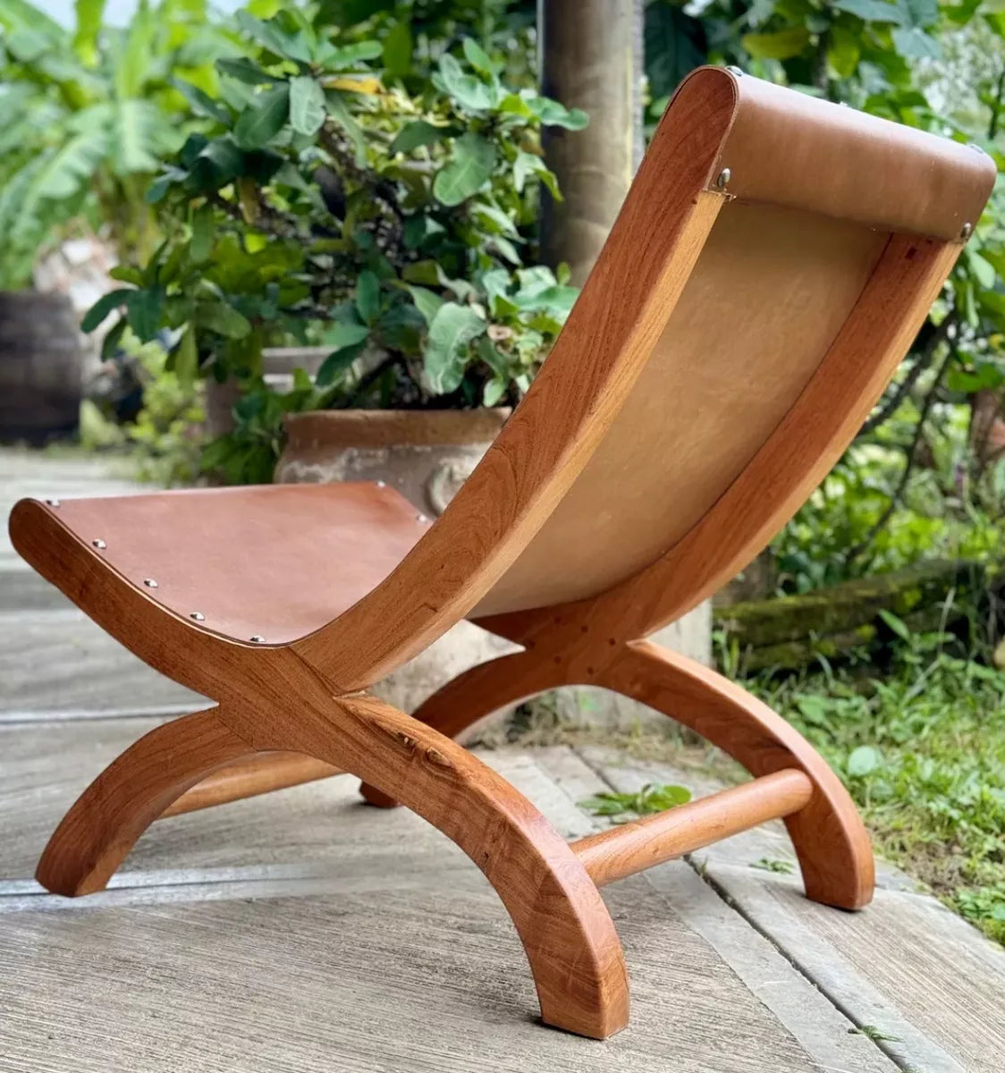 Gran Sillon Miguelito Descanso Piel Mezquite Estilo Antiguo