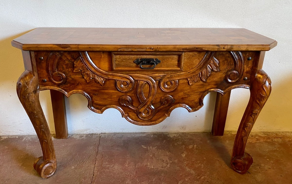 Mesquite Wood Carved Credenza in Ancient Conquest Style