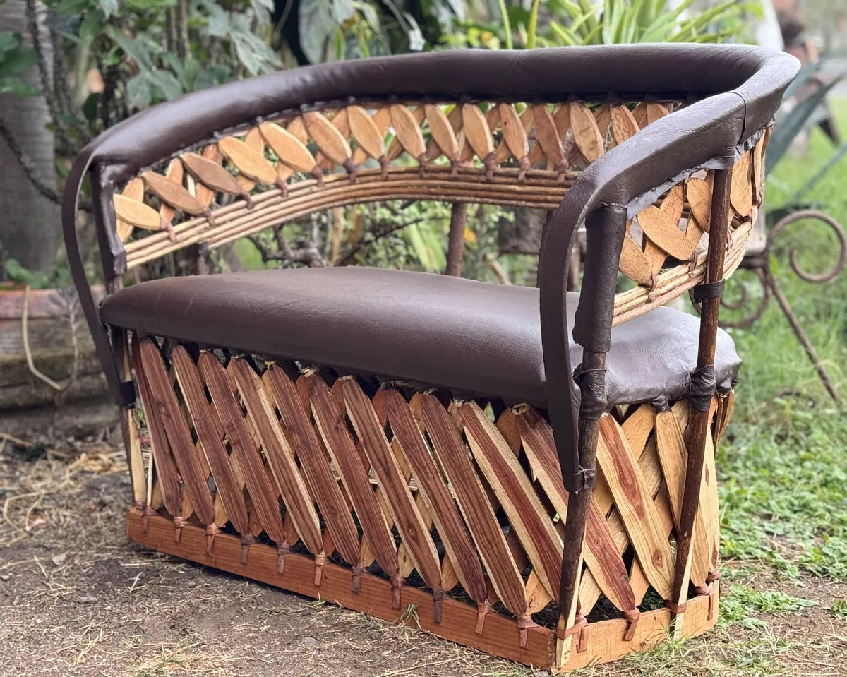 Antique Equipal Style 2 Person Love Seat Stakes.
