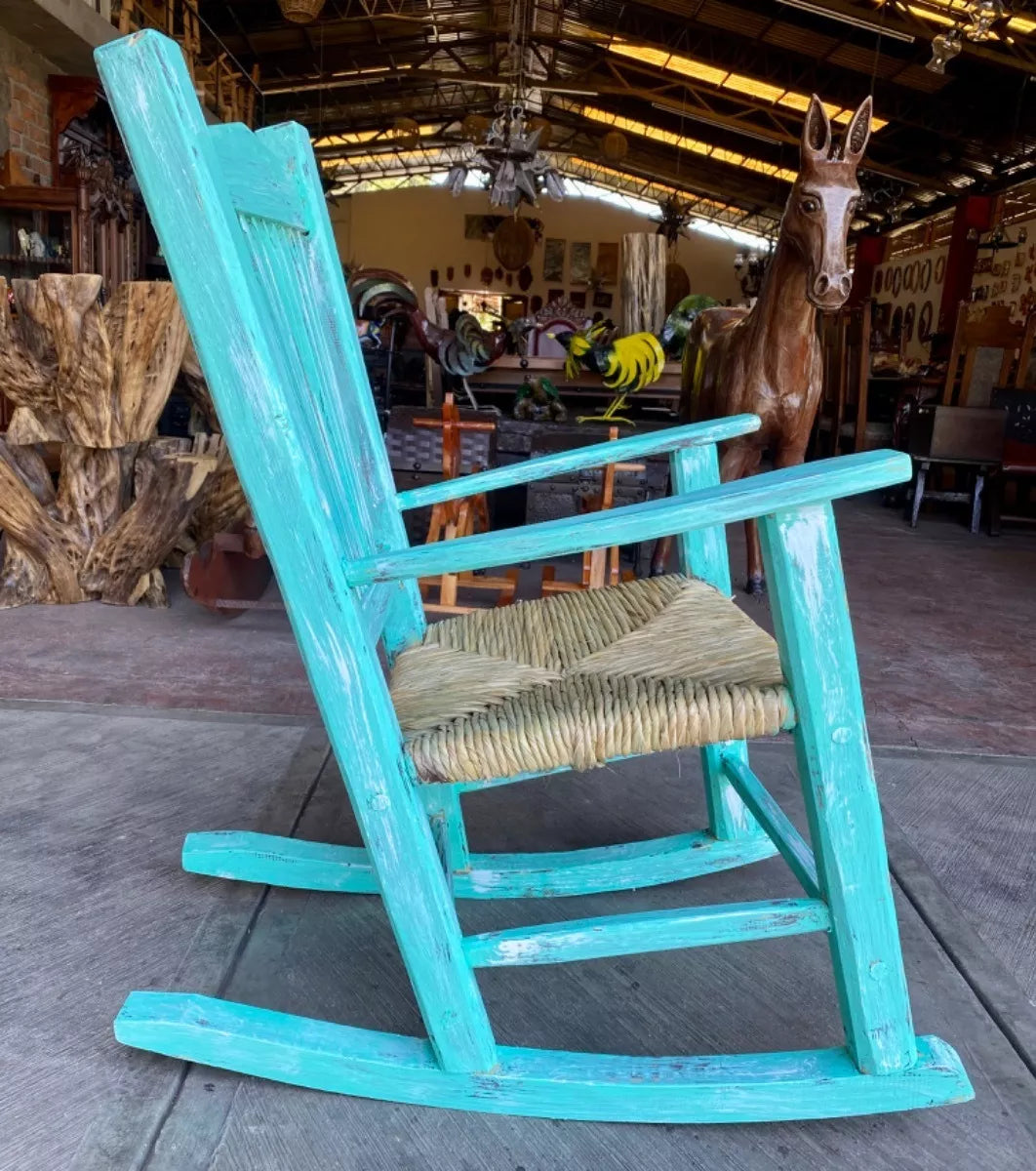 Sustainable Wooden Rocking Chair in Antique Vintage Style