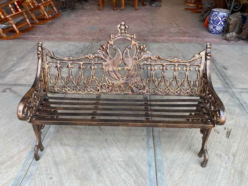 Reinforced Aluminum Bench for 2 People, Vintage Style
