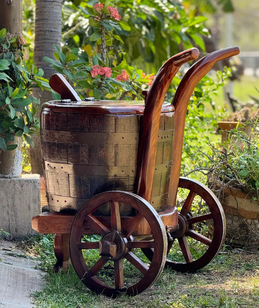Exclusive Antique Style Oak and Mesquite Barrel Cooler.