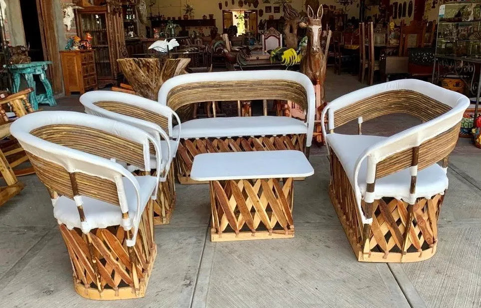 Large Handcrafted Room Made of Equipal Wood and Leather in Antique Style