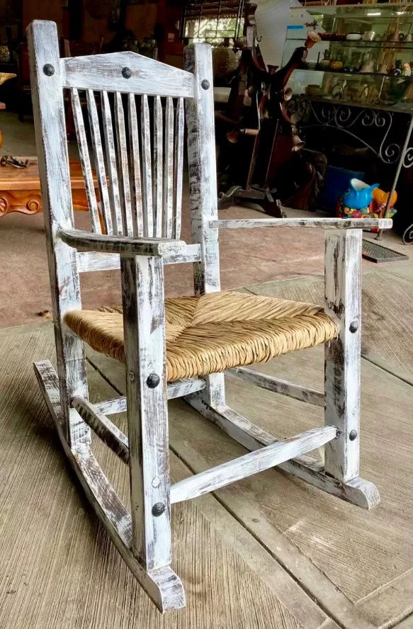 White Sustainable Vintage Style Rocking Chair
