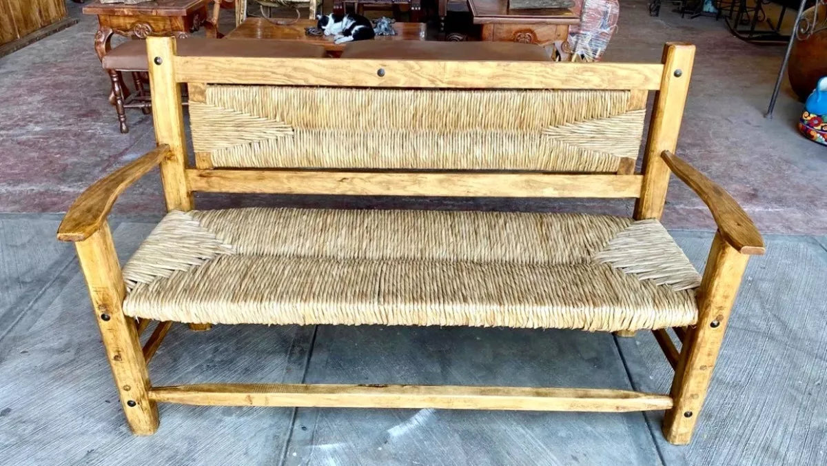 Sustainable 3-Person Antique Style Handcrafted Bench