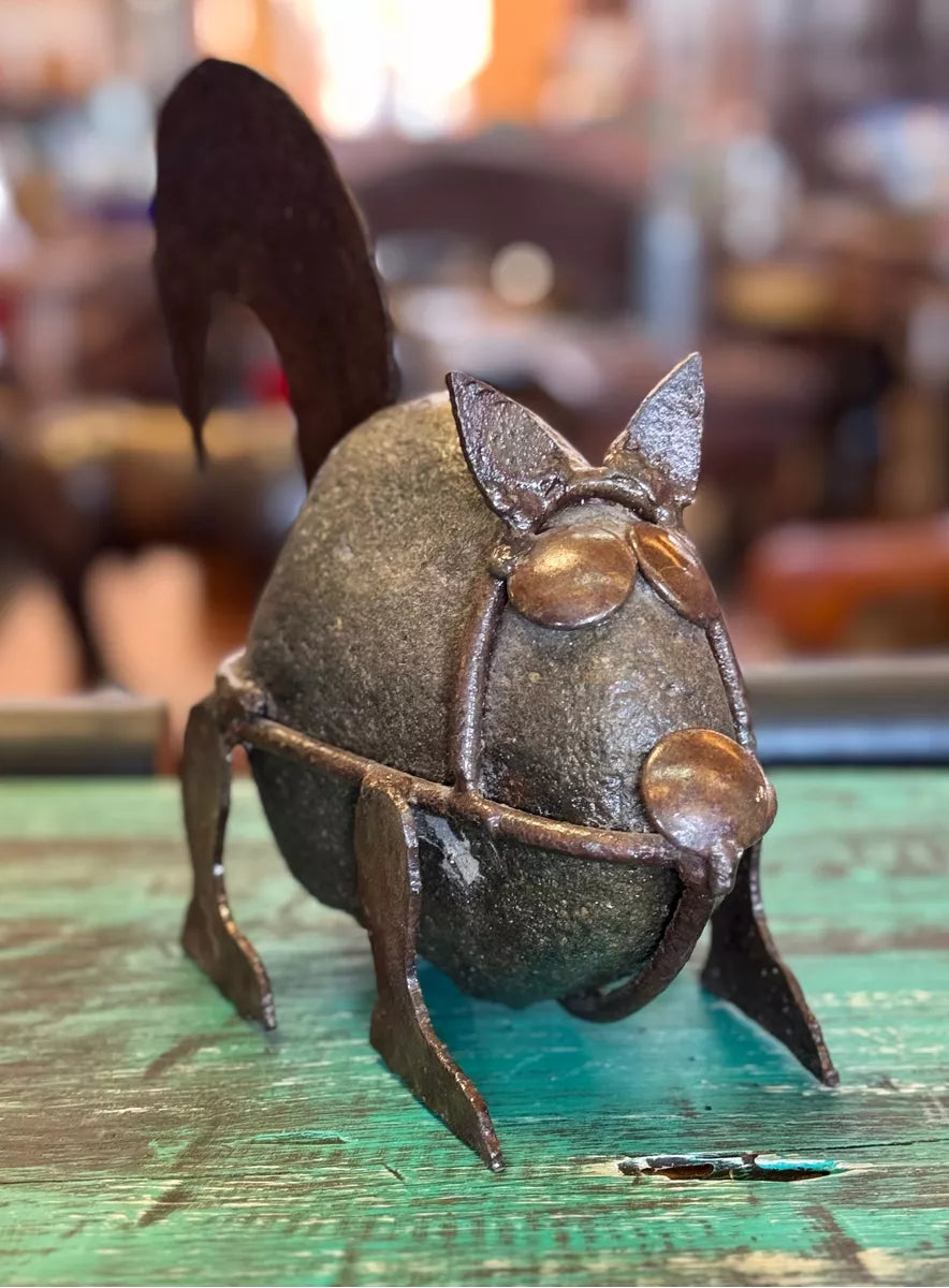Antique Squirrel Sculpture Made of Stone and Metal. Very Original