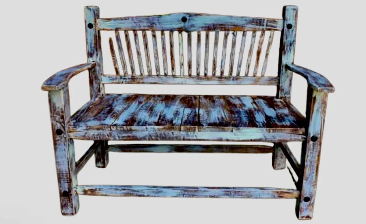 Sustainable Handmade Bench for 2 People in Vintage Style.