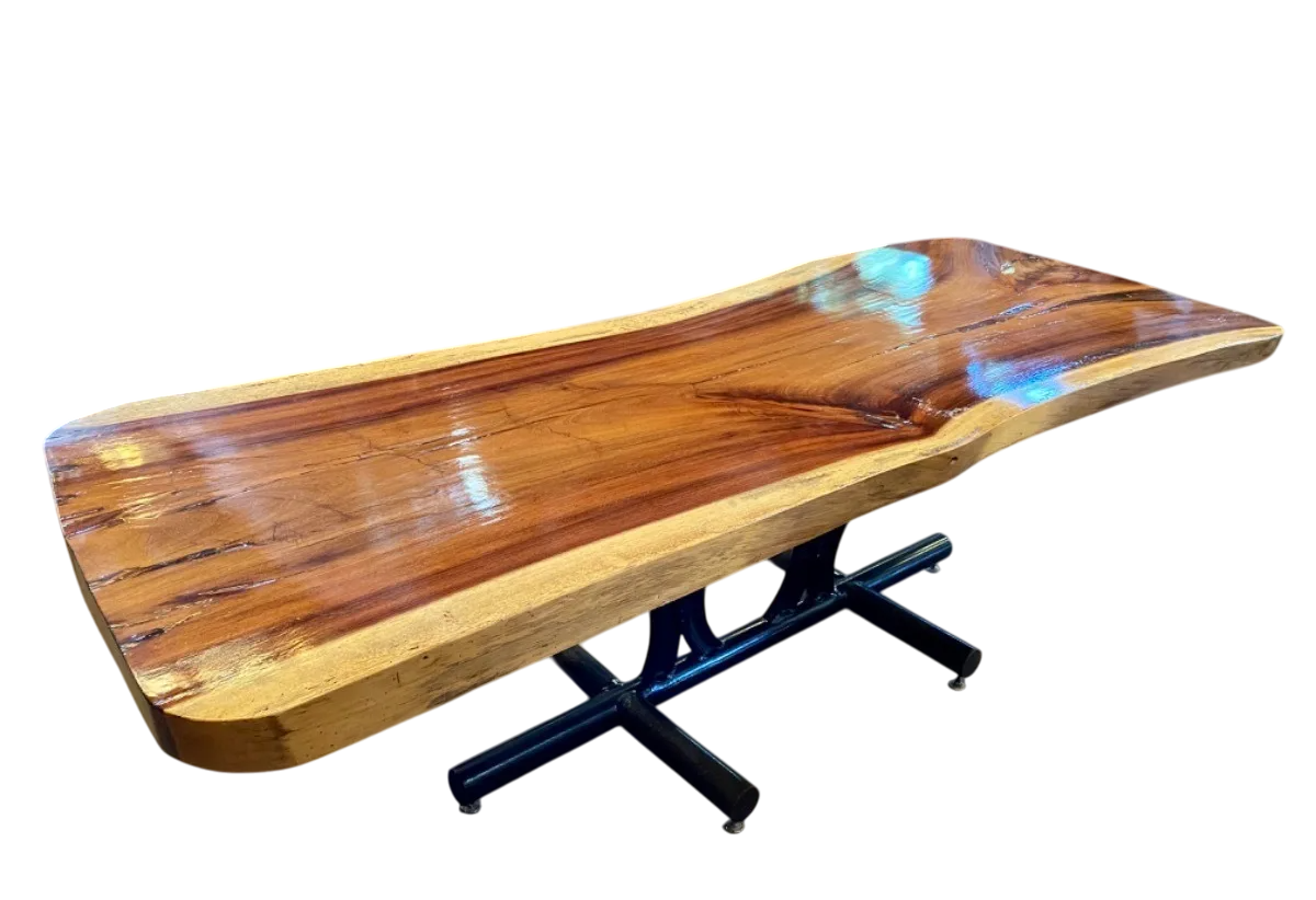 Mesa Comedor Tablon Parota 8 Personas Base Arados 100% Nueva (Reacondicionado)