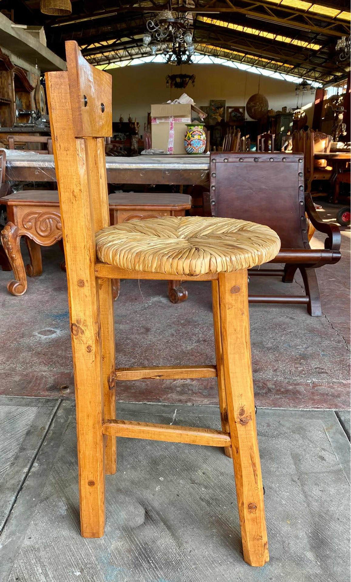 Sustainable handcrafted bench made of wood and forged metal, woven with tulle.