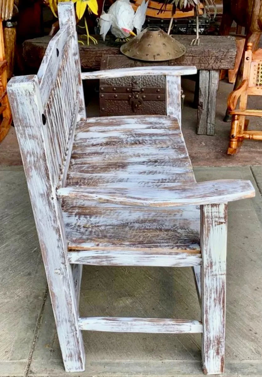 Sustainable Handmade Bench for 2 People in Vintage Style.