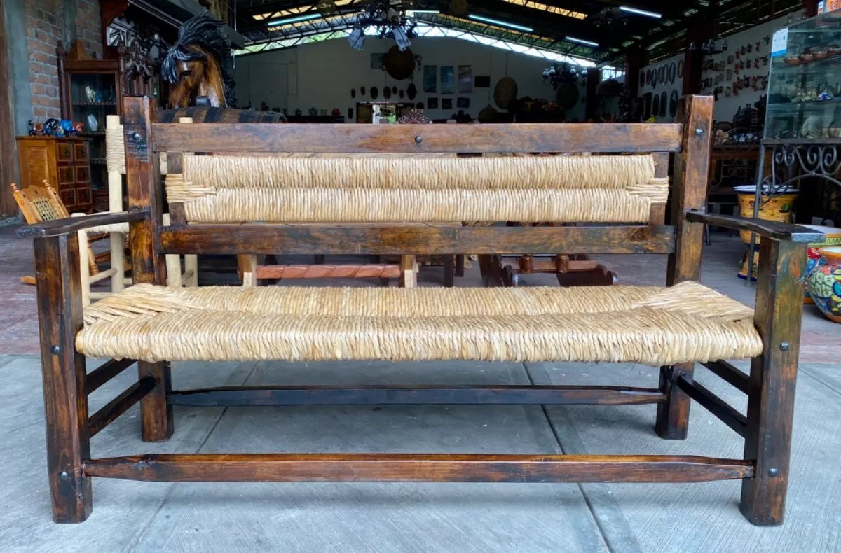 Beautiful Sustainable Handcrafted Bench for 3 People. Antique Style