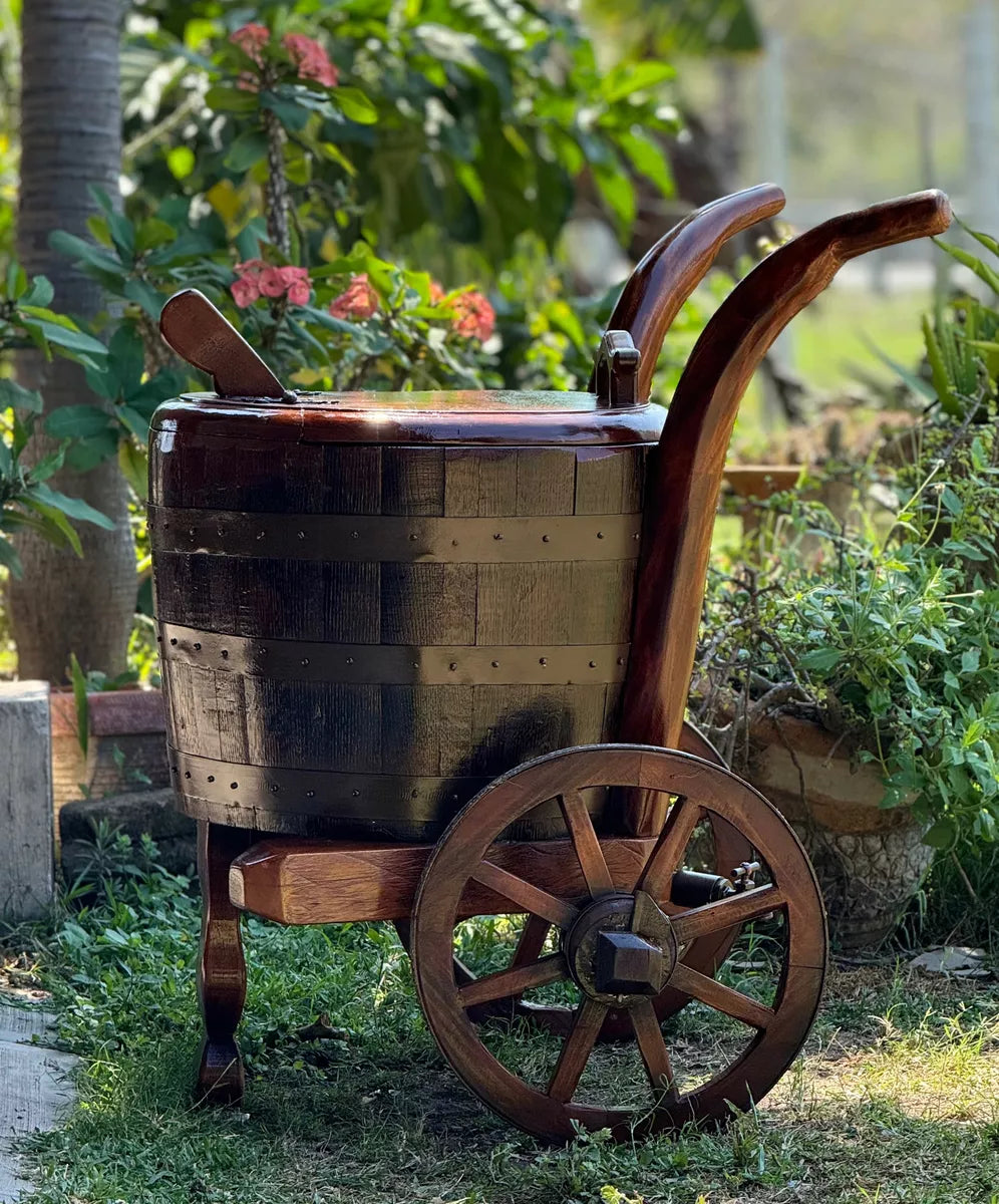 Exclusive Antique Style Oak and Mesquite Barrel Cooler.