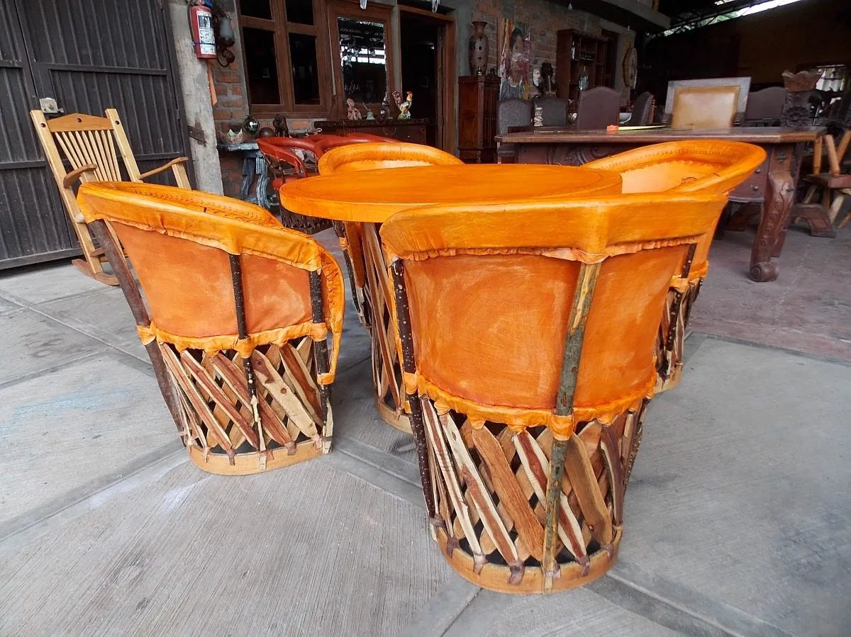 Hermoso Comedor De Equipales Pirograbados Estilo Antiguo.